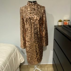 SEQUENCE DRESS GOLD